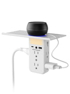 3 Sided Outlet Extender with Shelf and Night Light