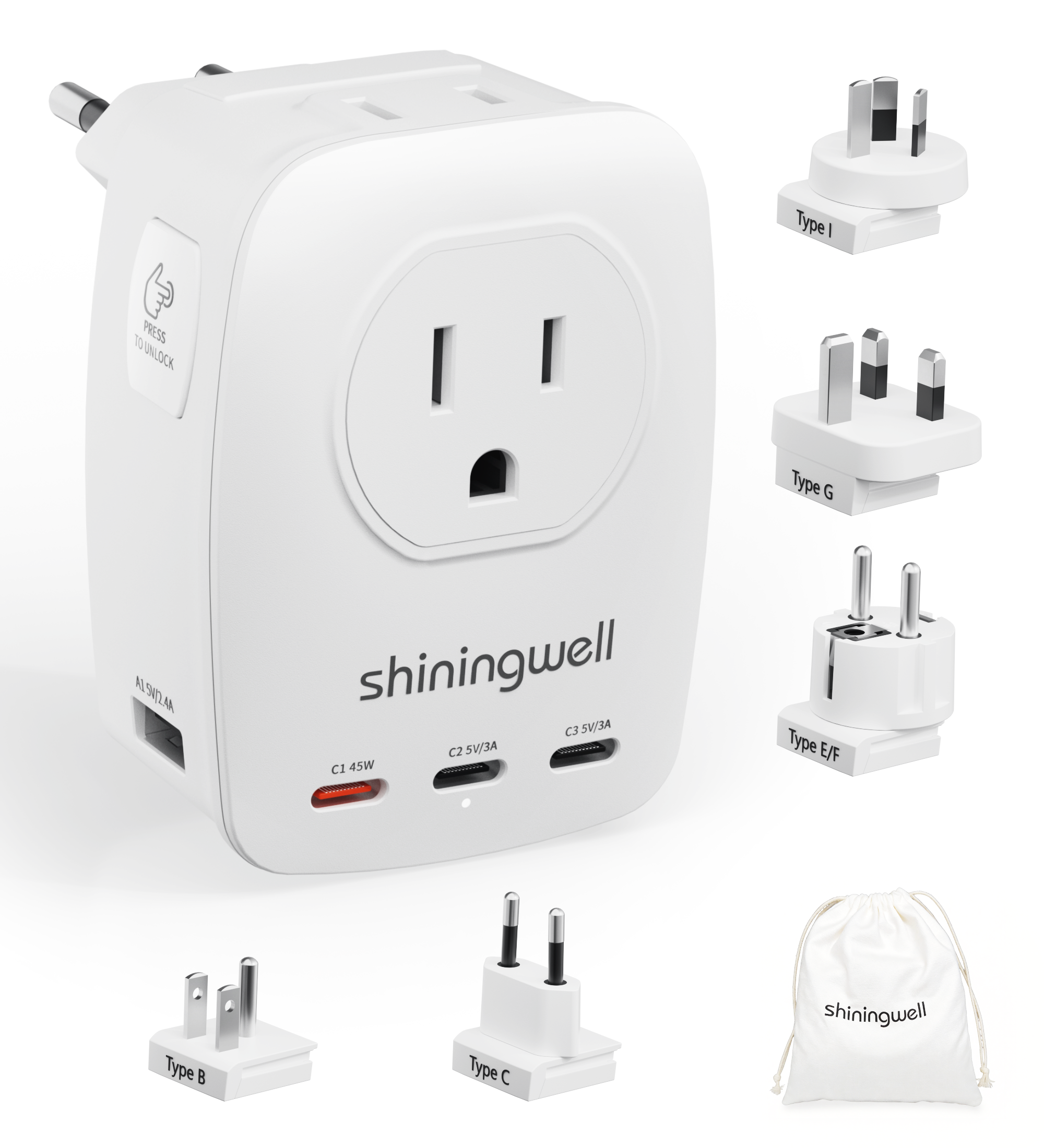45W GaN Universal Travel Adapter