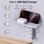 Wall Outlet Extender with Shelf & Night Light
