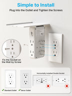 3 Sided Outlet Extender with Shelf and Night Light