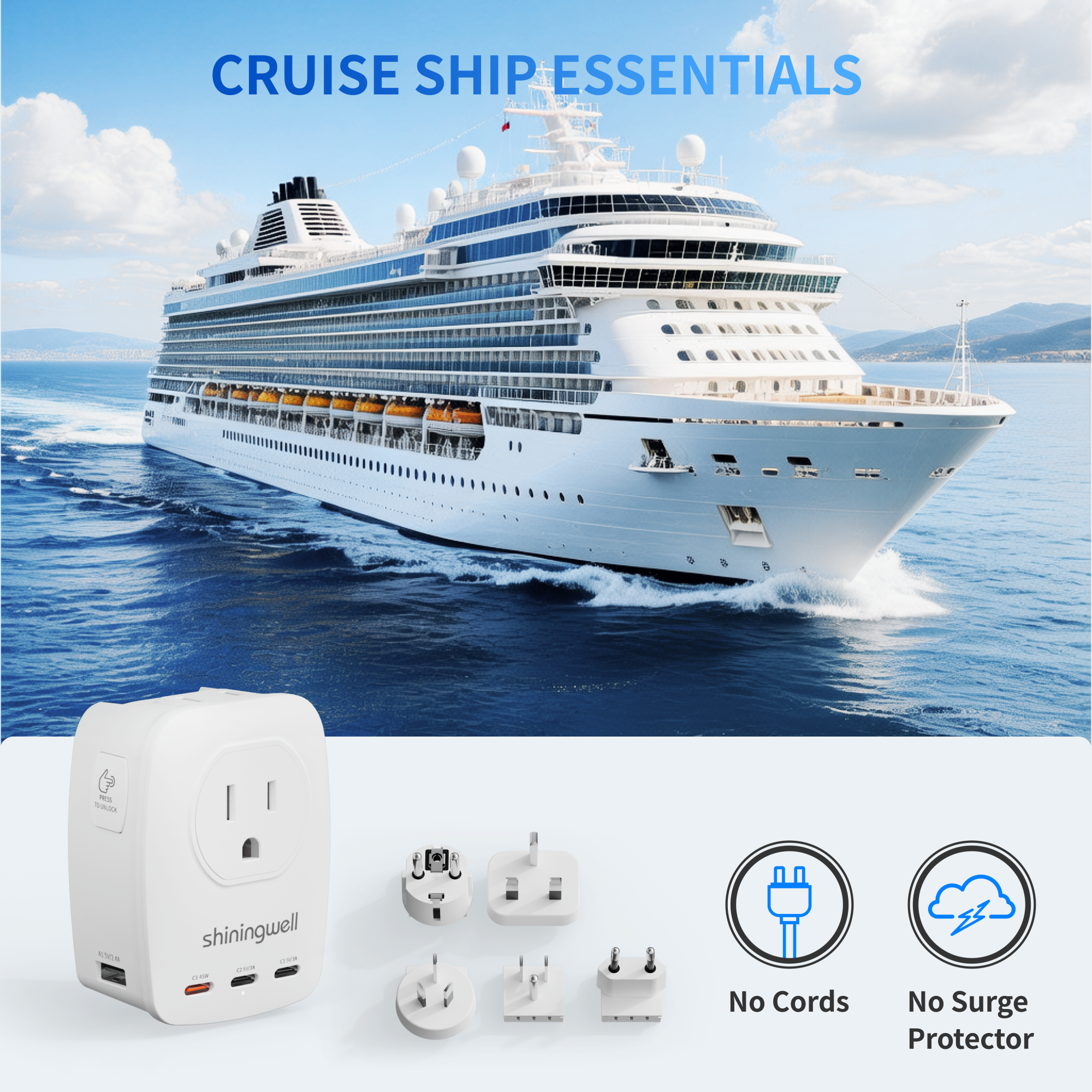 45W GaN Universal Travel Adapter